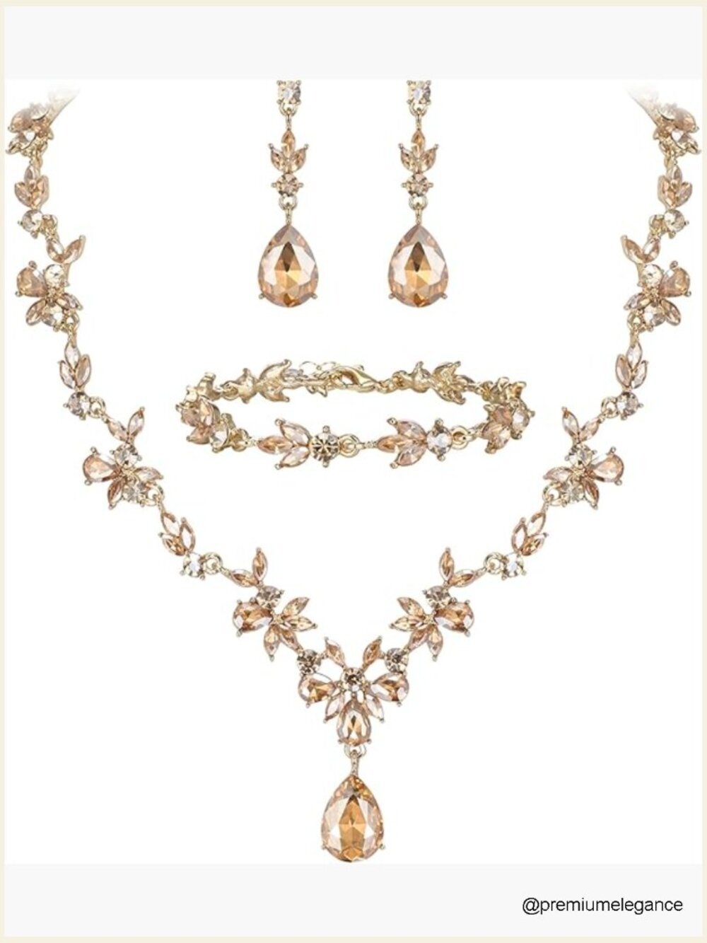 Wedding Jewelry Set - Y-Necklace Tennis Bracelet Dangle Earrings Crystal